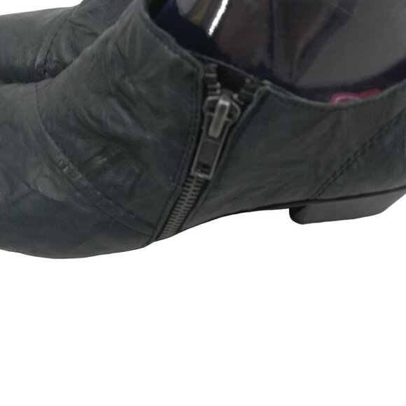 Rieker Side Zip Blue Block Heel Leather Comfort Shoes Size 40 US 9.5-10 Faux Fur - Picture 3 of 10